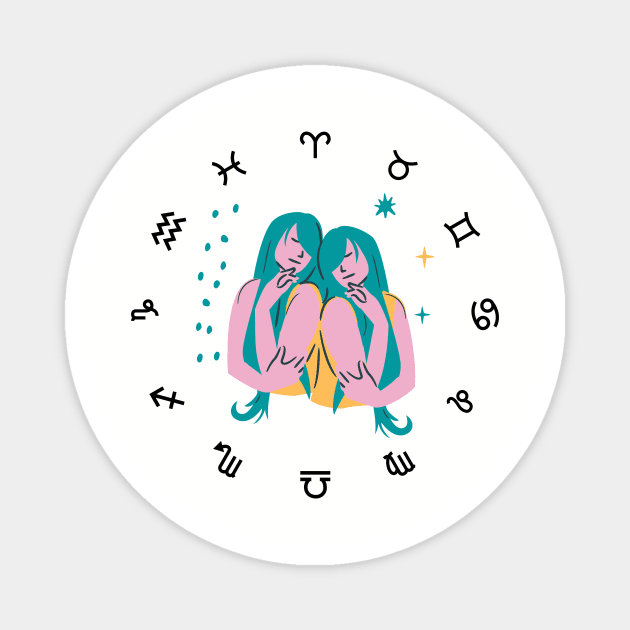 Gemini Zodiac Sign Magnet by Natalie C. Designs 